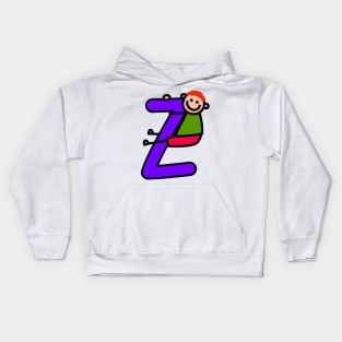 Letter Z for Boys alphabet Kids Colorful Cartoon Character Kids Hoodie